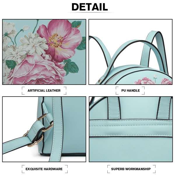 LG1866F-MISS LULU STYLISH LADIES RUCKSACK LEATHER PRINTED BACKPACK BLUE LG1866F-MISS LULU STYLISH LADIES RUCKSACK LEATHER PRINTED BACKPACK BLUE